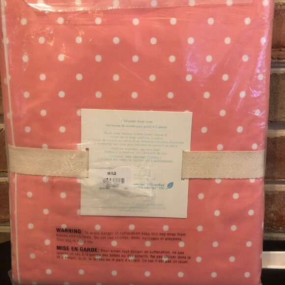 Pottery Barn Kids Pink Dot Duvet Cover Full/Queen Organic Cotton Button Closure - Picture 4 of 6